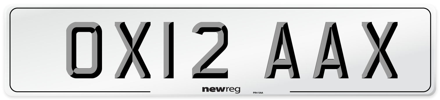 OX12 AAX Number Plate from New Reg